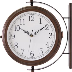BESTIME 16″ Double‑Sided Metal Wall Clock – Antique Red Copper (Model 66264A)