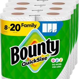 Bounty Quick‑Size Paper Towels, 8 Family Rolls = 20 Regular Rolls