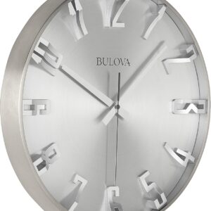 Bulova C4846 "Director" 16″ Silent Wall Clock – Satin Pewter