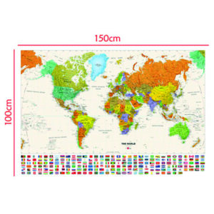 World Map with Flags Large Poster Wall Decor Home Office Educational P28