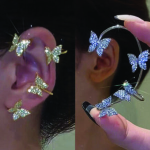 Fashion Butterfly Ear Clips Gold/Silver Plated Zircon Earrings Cuff Women Gifts