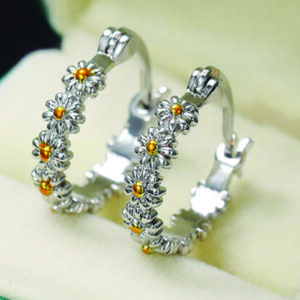 New Fashion 925 Silver Daisy Earrings Hoop Drop Dangle Women Jewelry Xmas Gifts