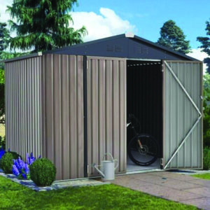 AECOJOY 4'x6'/ 6'x8' Outdoor Metal Storage Shed for Garden Tools Lockable Door