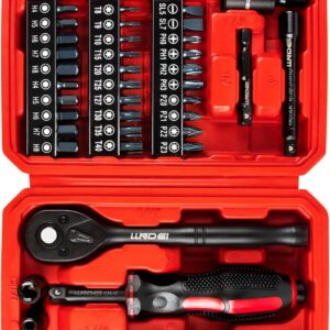 1/4" Drive Sockets Set with Screwdriver Bits Set 48-Piece Ratchet Wrench