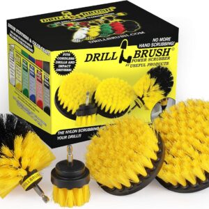 Drillbrush 4-Piece Nylon Drill Brush Set – Medium Yellow