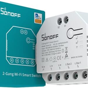 SONOFF WiFi Smart Curtain Switch with Power Metering TUV Certified, DUALR3 Dual Relay DIY Curtain, Blinds, Roller Shutter,Two Way Smart Switch,Works with Alexa&Google Home(1 Pack)