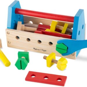 Melissa & Doug Take-Along Tool Kit Wooden Construction Toy (24 pcs), Multicolor, 10.0 x 5.55 x 4.75