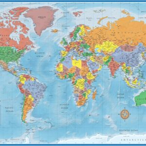 Swiftmaps World Premier Wall Map Poster Mural 24h x 36w
