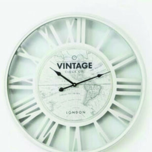 SALE Large 60cm White Vintage World Map Wall Clock Retro Chic Home Lounge.