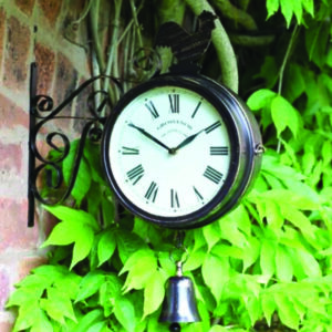 Garden Wall Station Clock Ornament double sided Bracket Rust Copper Effect